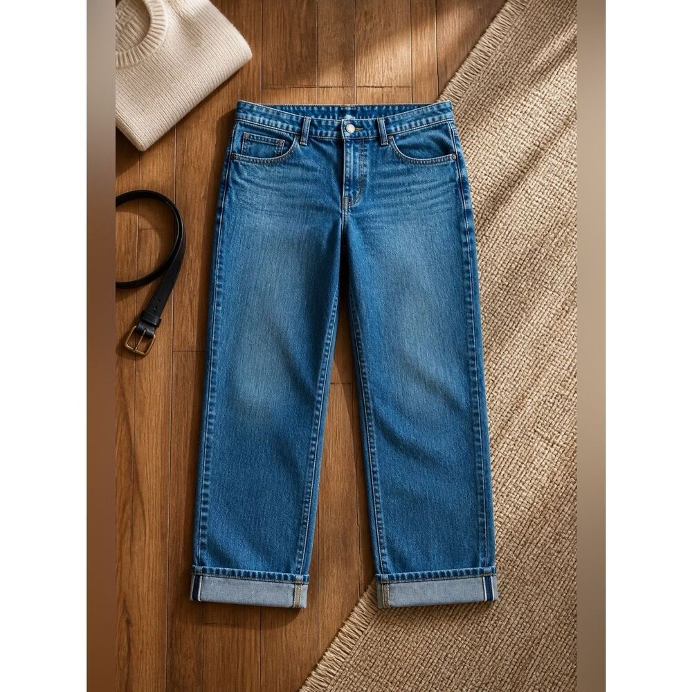 Lane Bryant Blue Cropped Straight-Leg Jeans